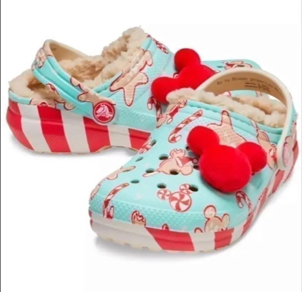 NWT❤️Disney x Crocs Kids Christmas Holiday Treats Fleece lined toddler shoes c12